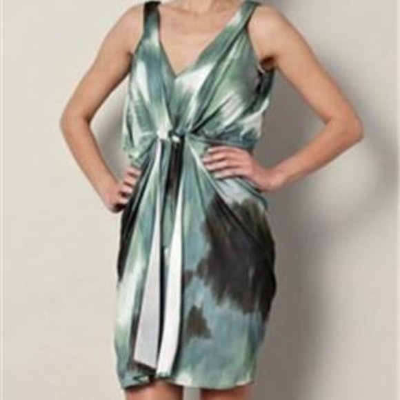 DVF Diane Von Furstenberg MILTON Draped Blurred Print Dress Grey - Picture 4 of 12